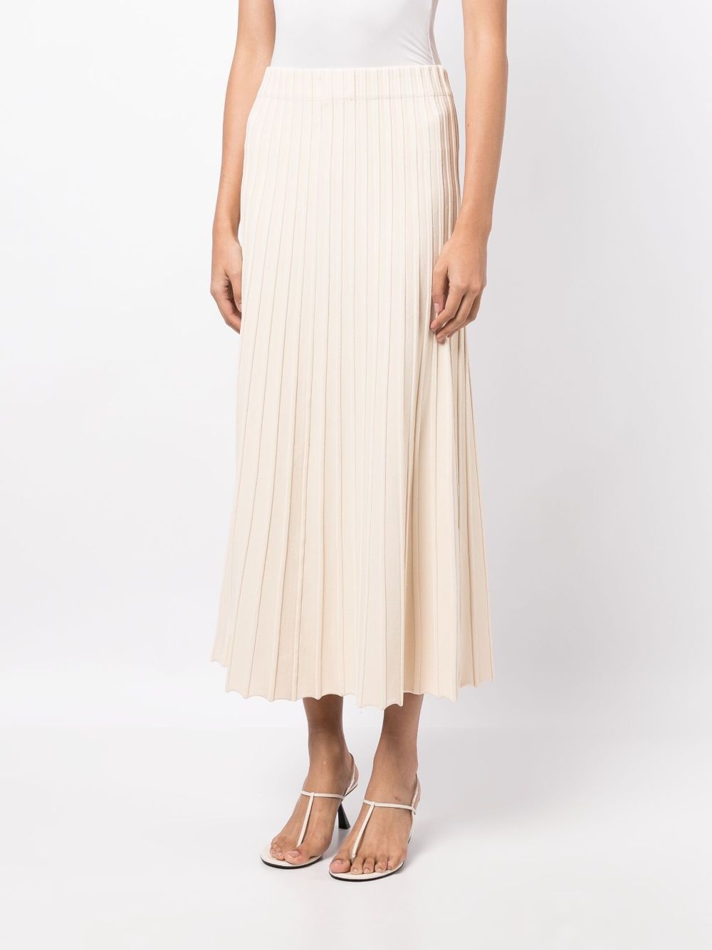 high-waisted pleated midi skirt - 3