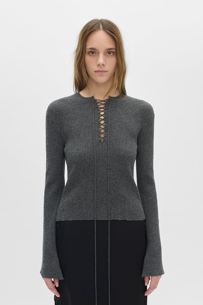 Fanja Cropped Laced Up Serafino Sweater 1