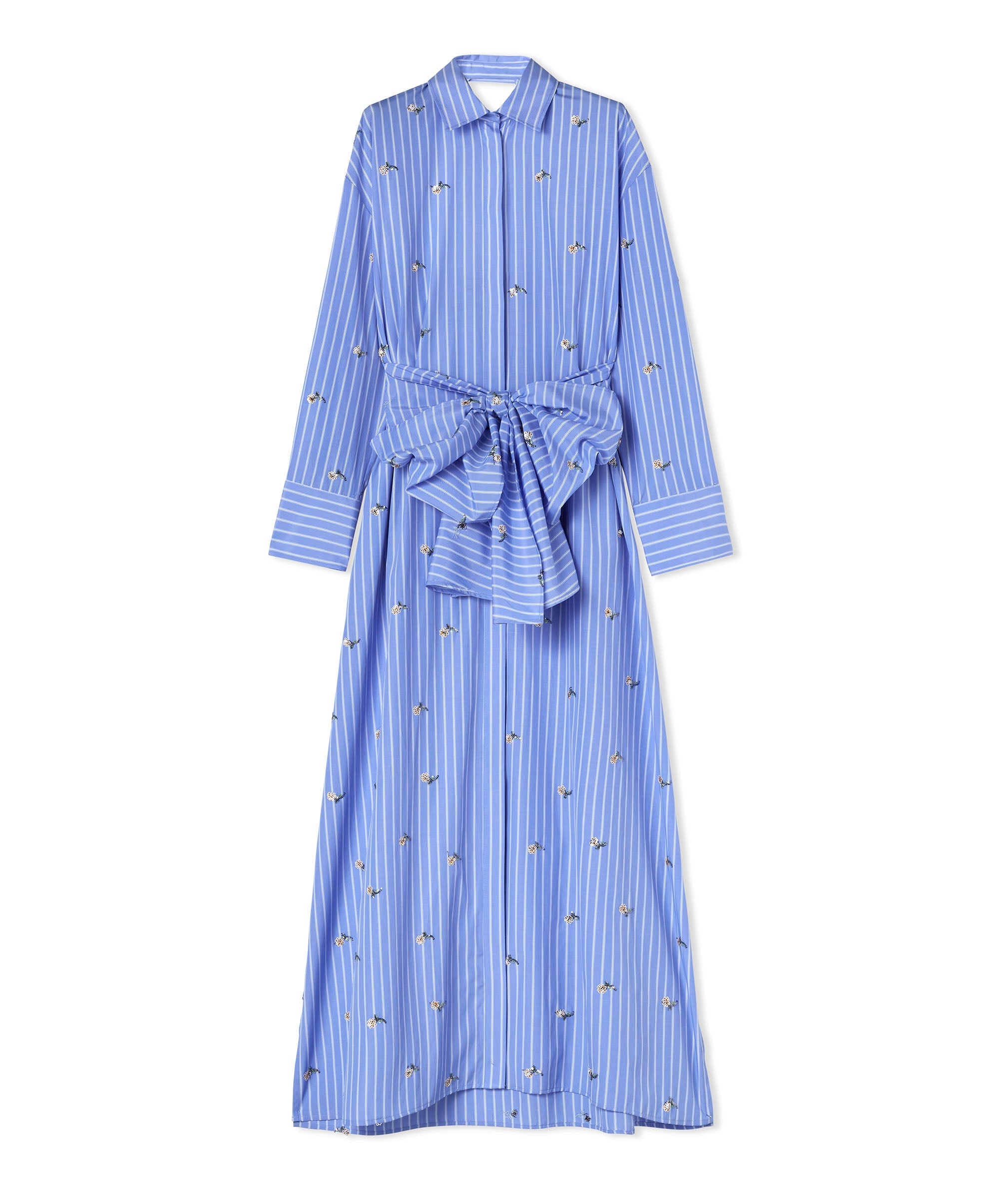 Tailored poplin cotton striped chemisier midi dress - 2