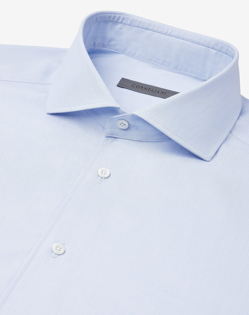 Cotton poplin shirt with white and light Blue micro stripes 4