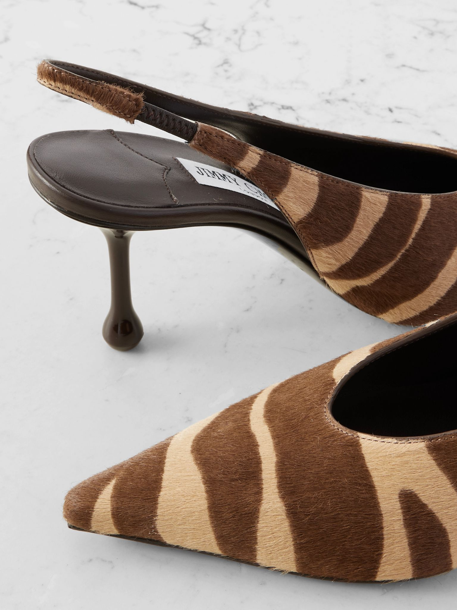 Isa 80 zebra-print calf hair slingback sandals Chocolate - 4