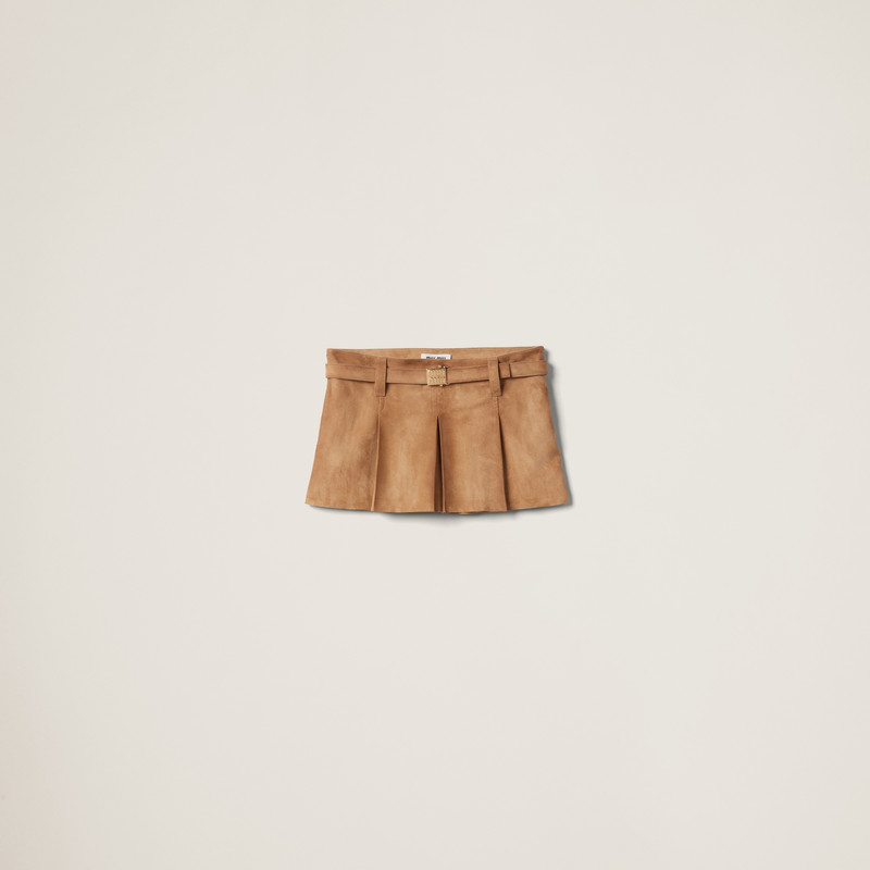 Pleated suede skirt 1