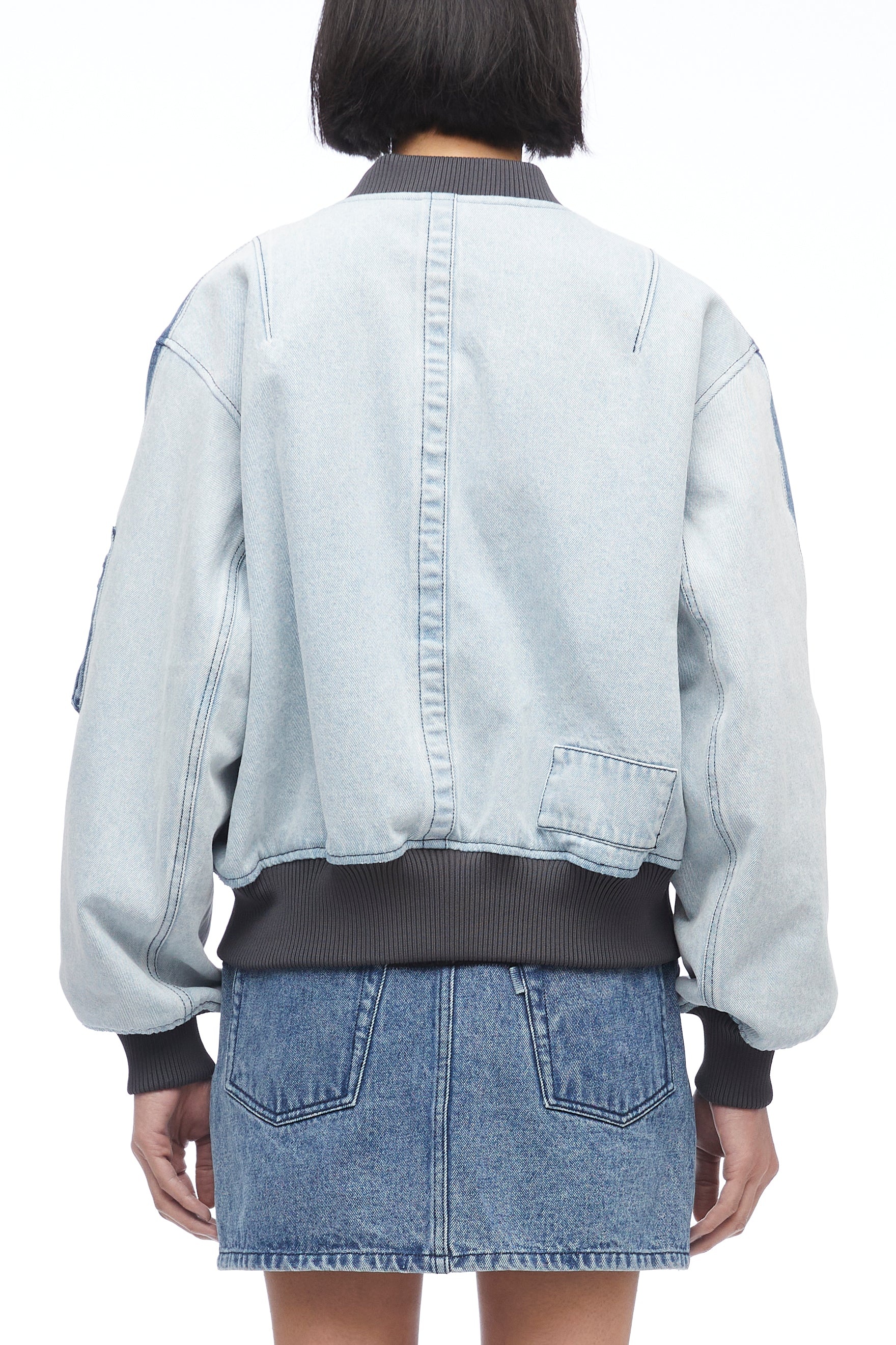 Multi-Toned Denim Reversible Bomber Jacket - 5
