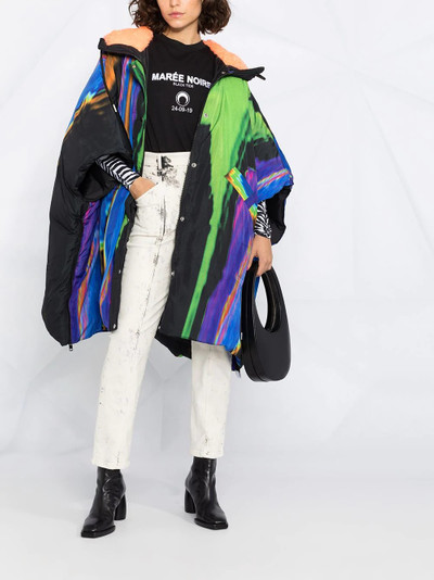 Diesel graphic-print padded cape coat outlook