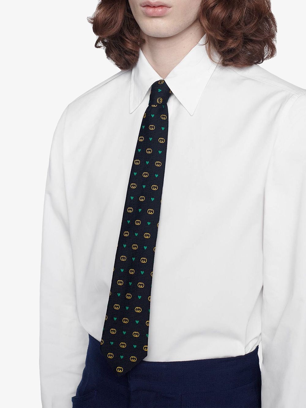 Interlocking G and hearts necktie - 3