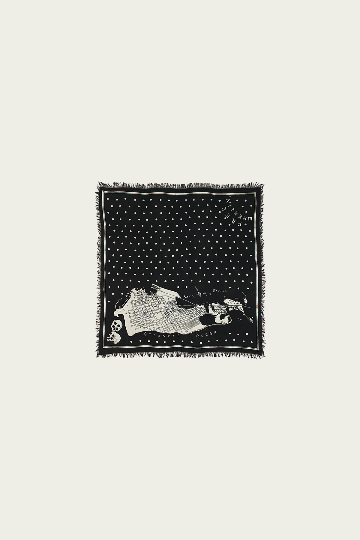 Rayon Fringed Square Stole (KAYO HUESO) - Black - 1