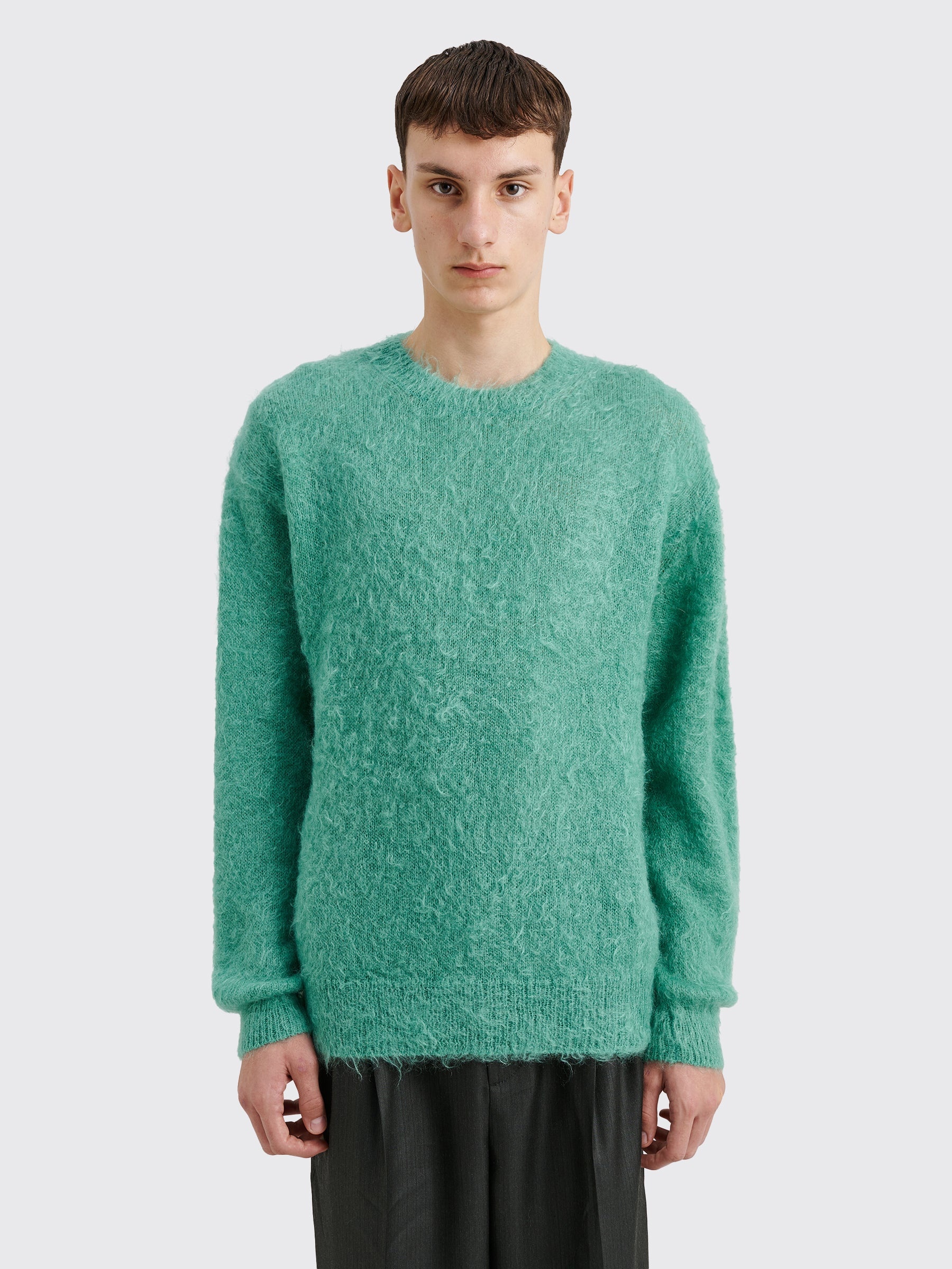 AURALEE　BRUSHED SUPER KID MOHAIR KNIT Auralee Brushed Super Kid Mohair Knit Polo | Gray Beige