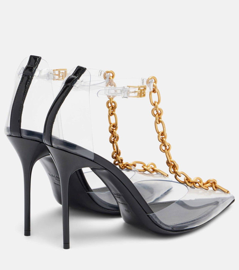 Balmain Chain-detail PVC slingback pumps outlook