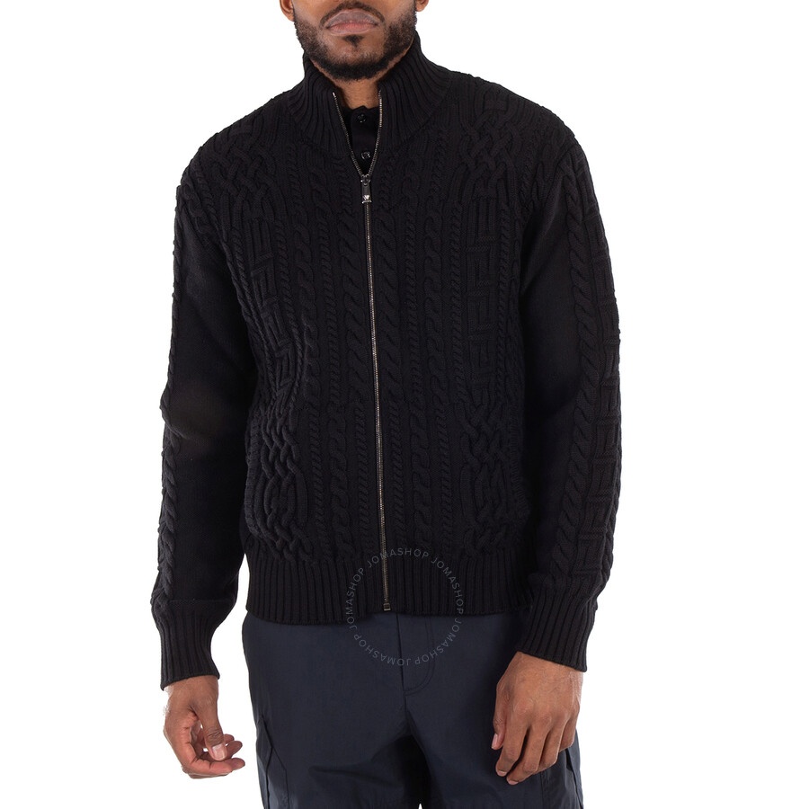 Versace Medusa Embroidered Cable-Knit Full Zip Cardigan - 3