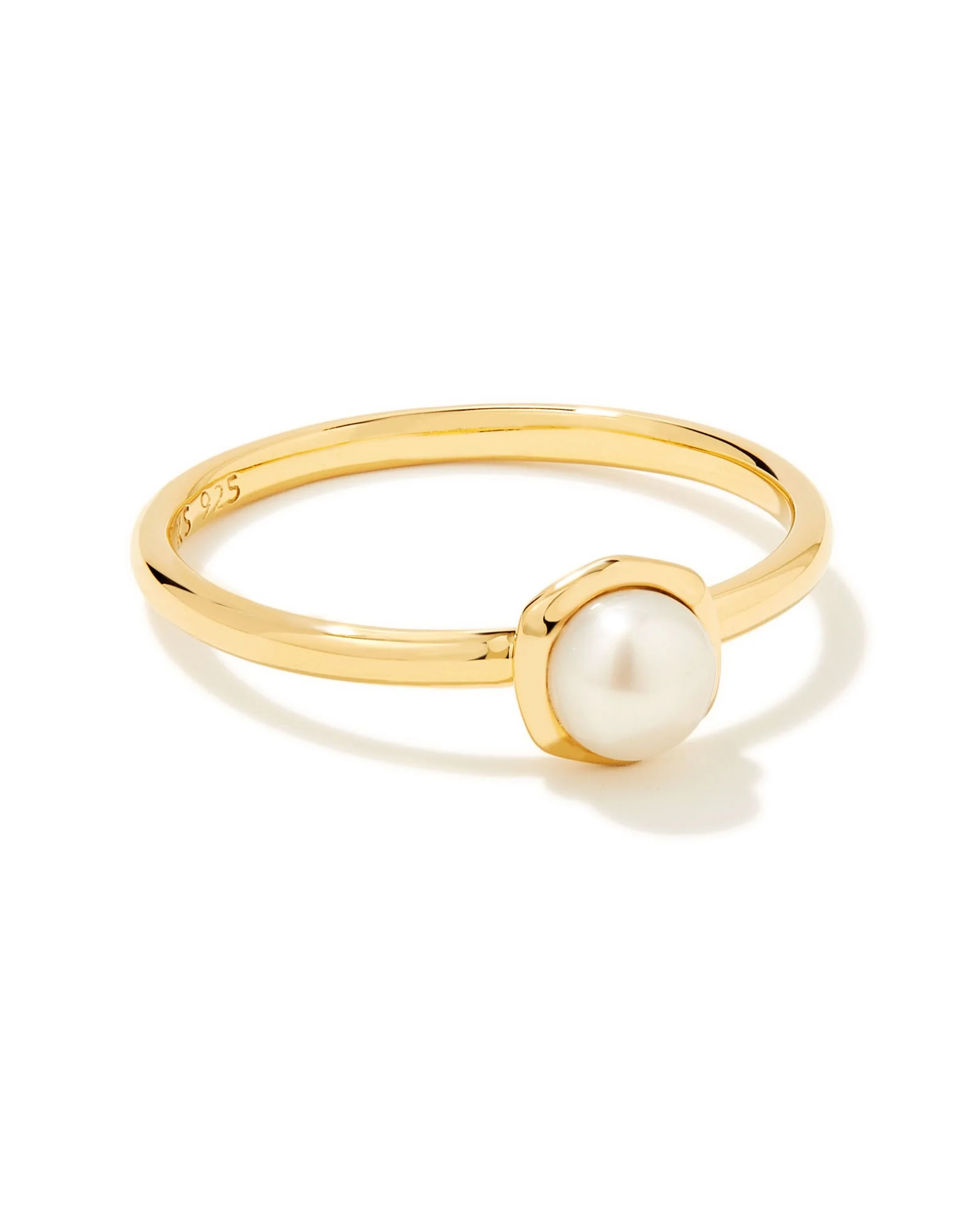 Davie Pearl 18k Gold Vermeil Band Ring in Freshwater Cultured Pearl - 1
