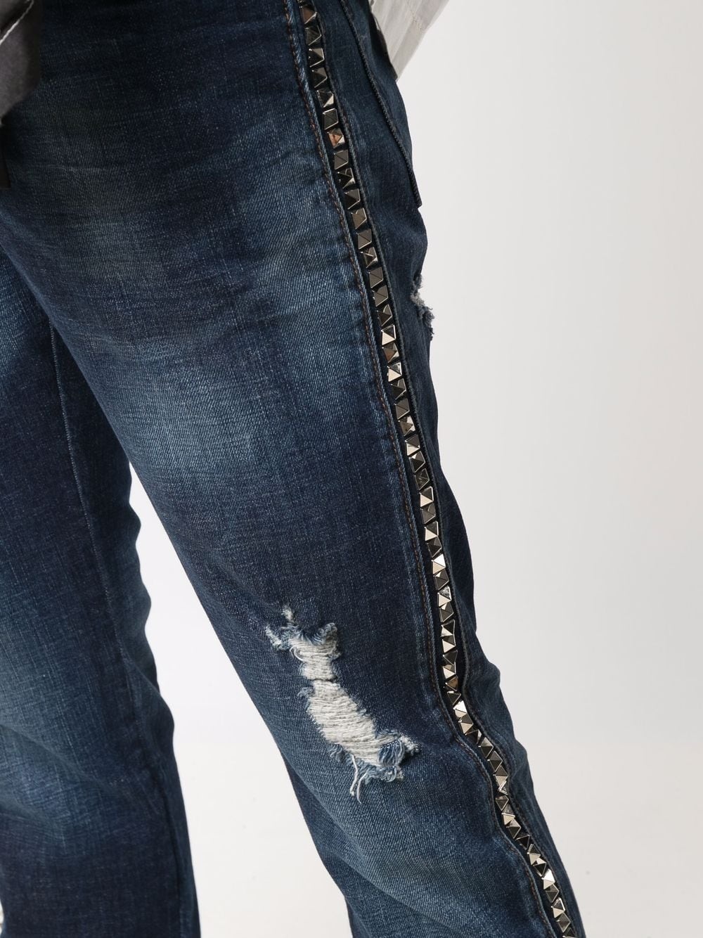 distressed straight-leg jeans - 5