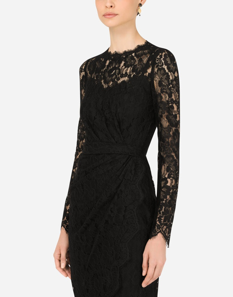 Galloon lace calf-length wrap dress 4