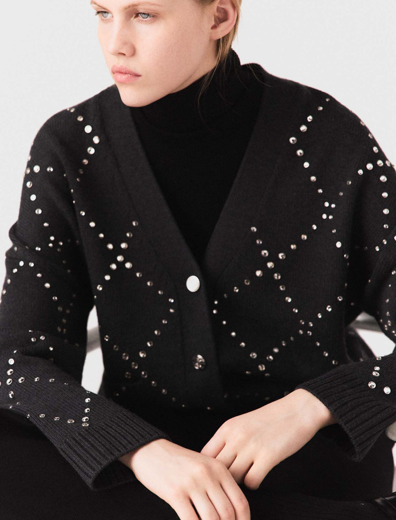 Rhinestone check cardigan 6
