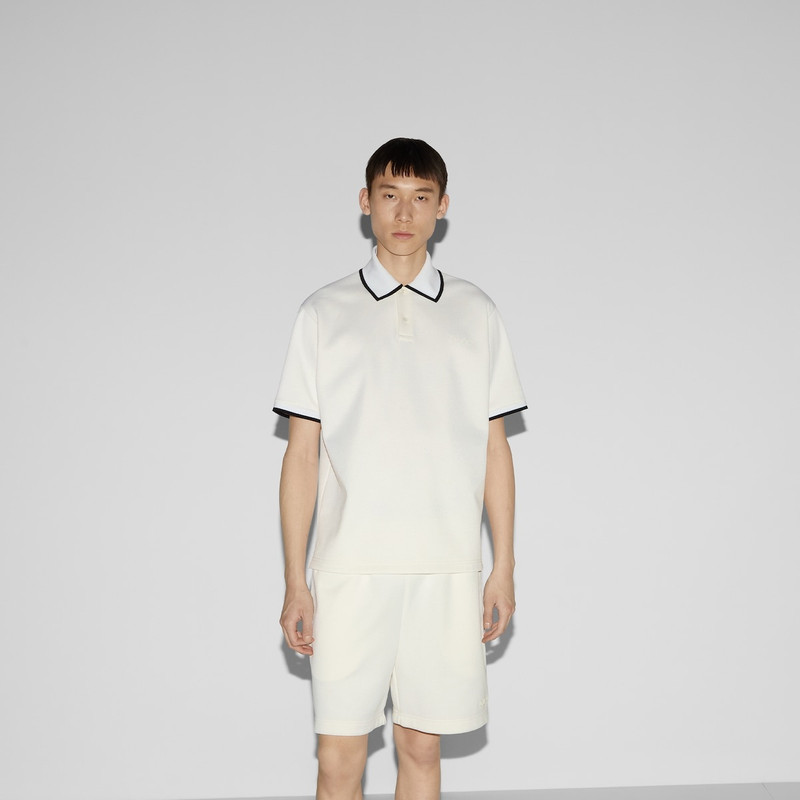 Cotton piquet polo top with embroidery 3