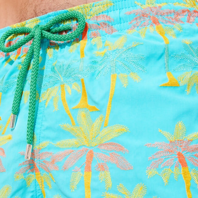 Men Swim Trunks Embroidered 1990 Striped Palms - Limited Edition - 5