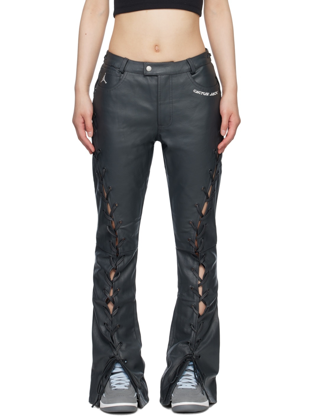 Black Travis Scott Edition Leather Pants - 1