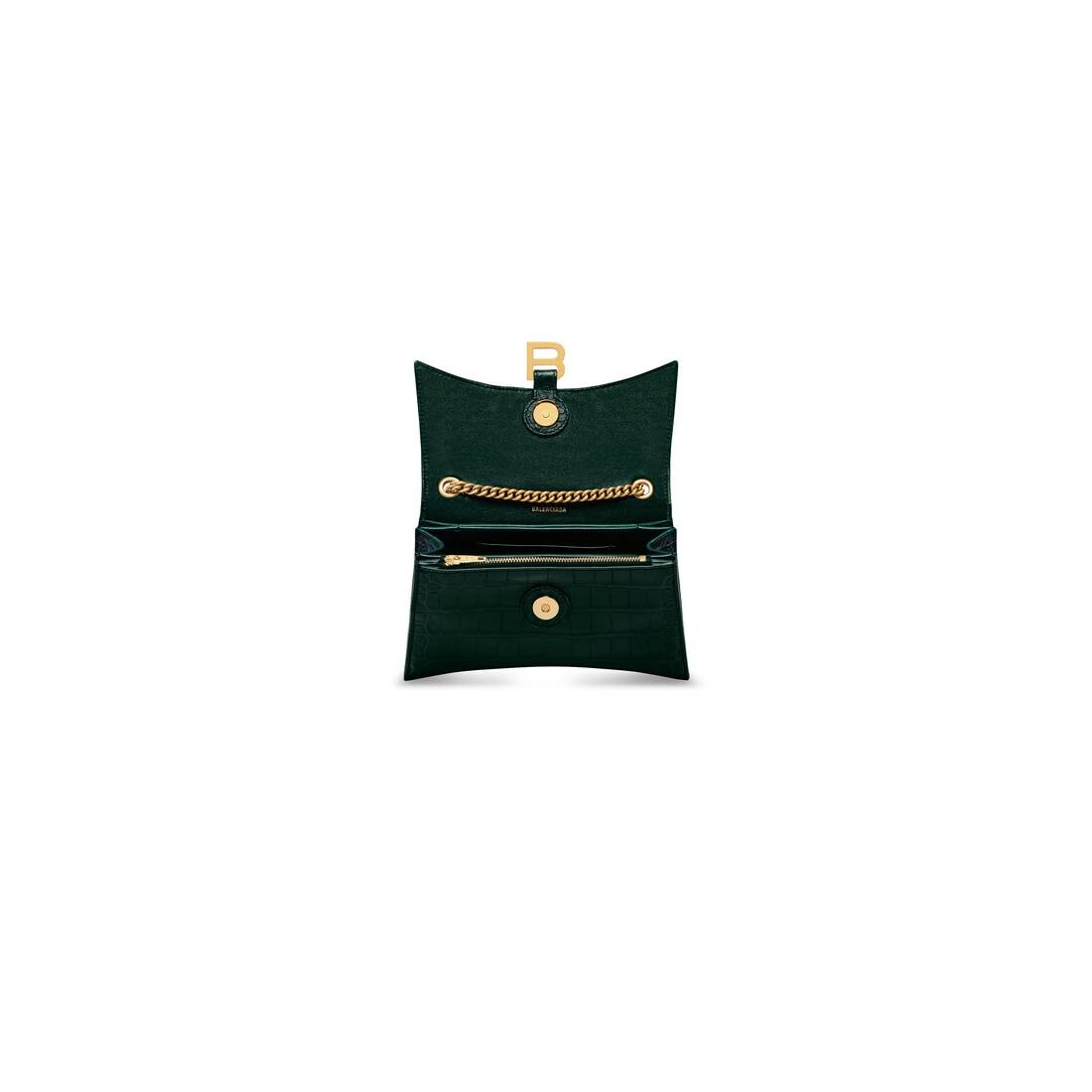 Women's Crush Xs Chain Bag Crocodile Embossed  in Forest Green - 7