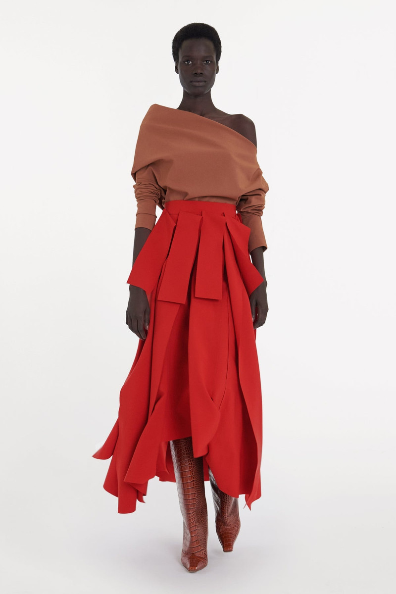 MULTIPLE ASYMMETRIC PANELS SKIRT RED 1