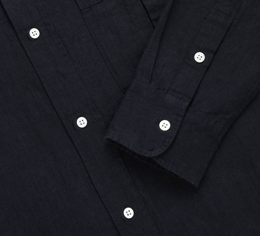 Club Collar Shirt - Black Hemp - 4