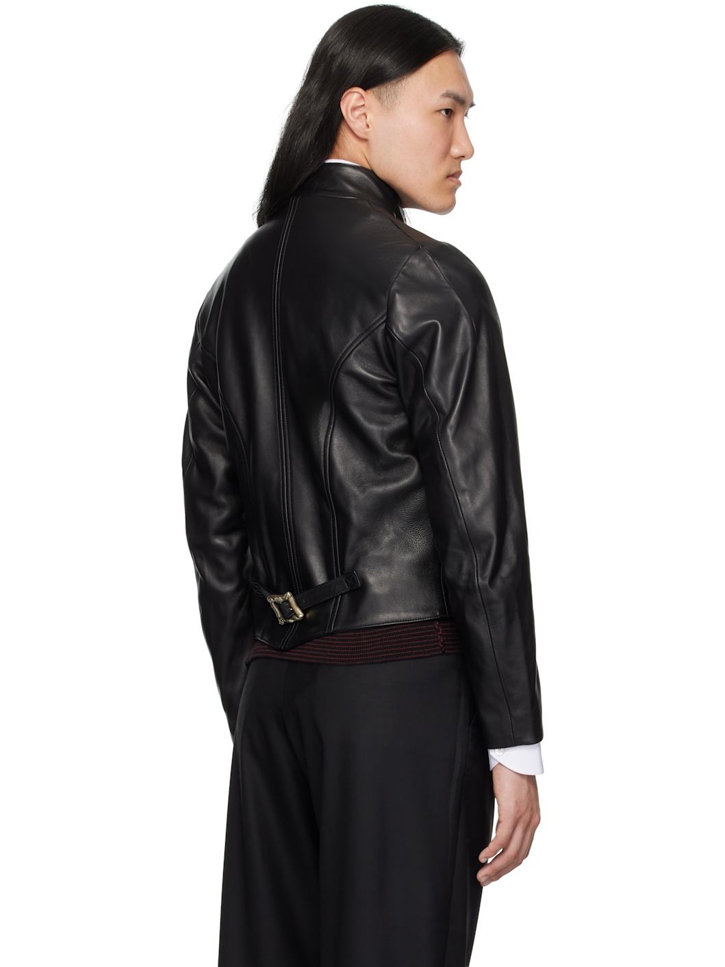 Black Fencing Leather Jacket - 3