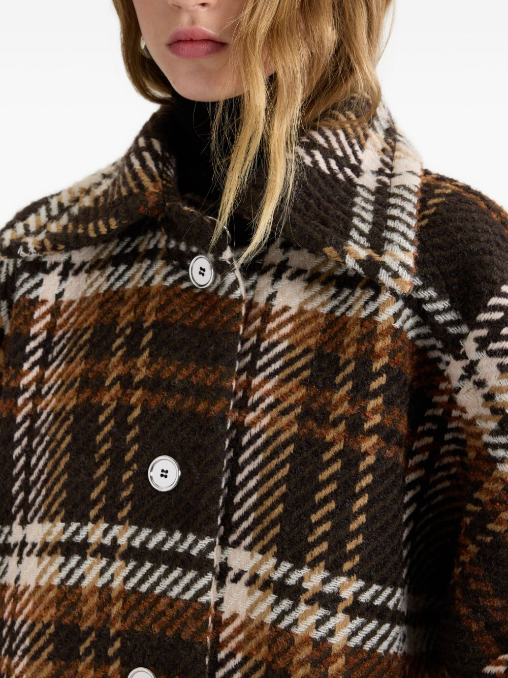checked wool coat - 4