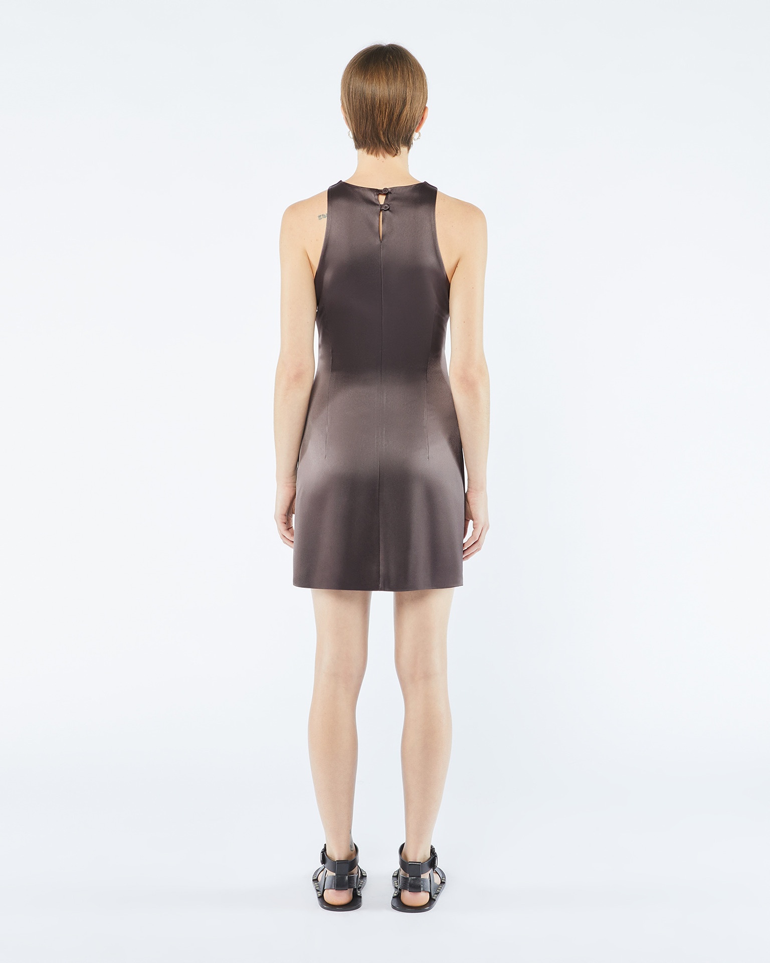 ELMI - Cut-out slip satin mini dress - Yellow - 5