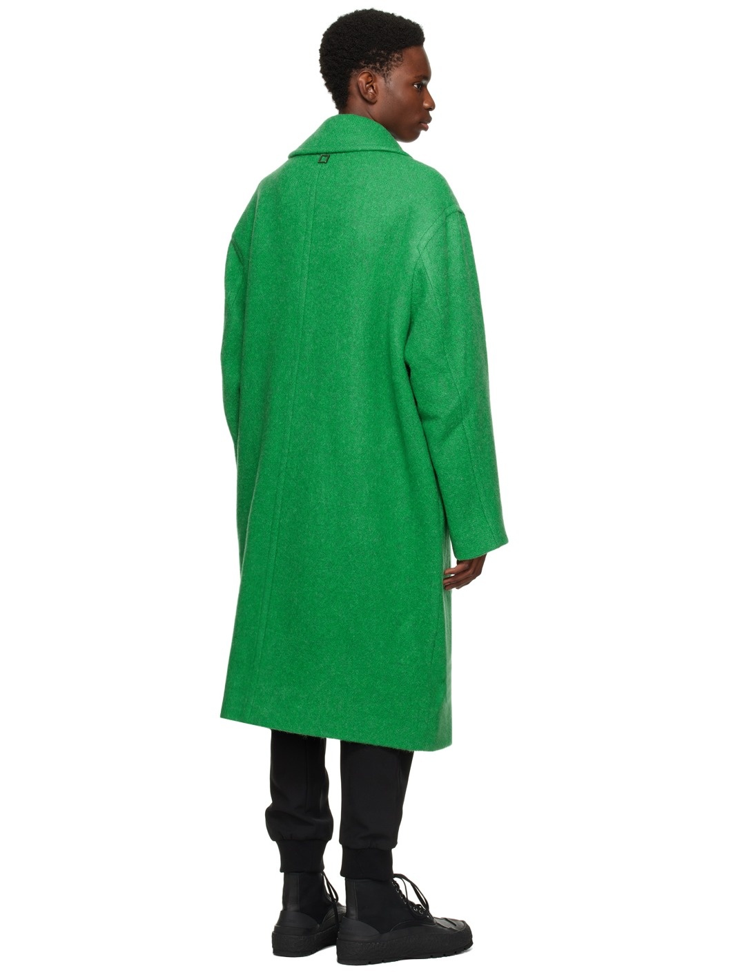 Green Spread Collar Coat - 3