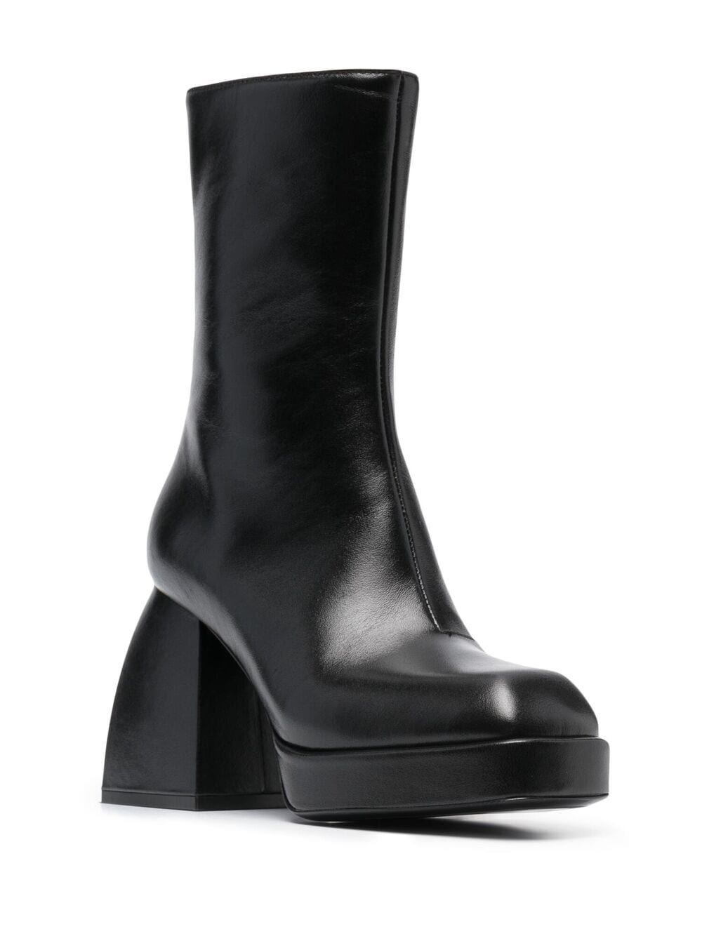 block-heel leather boots - 2