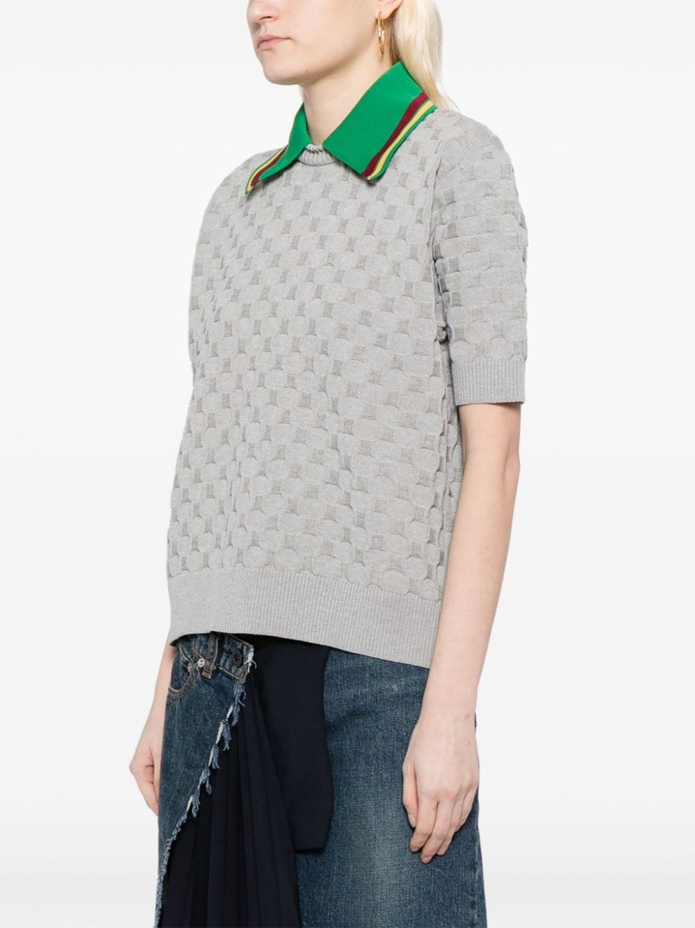 geometric knitted polo shirt - 3