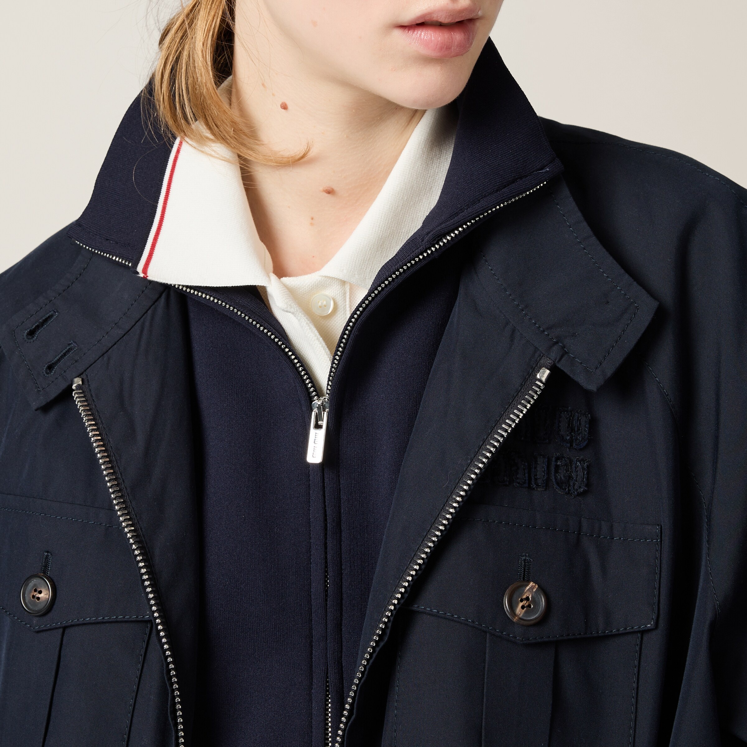 Panama cotton blouson jacket with pockets - 5
