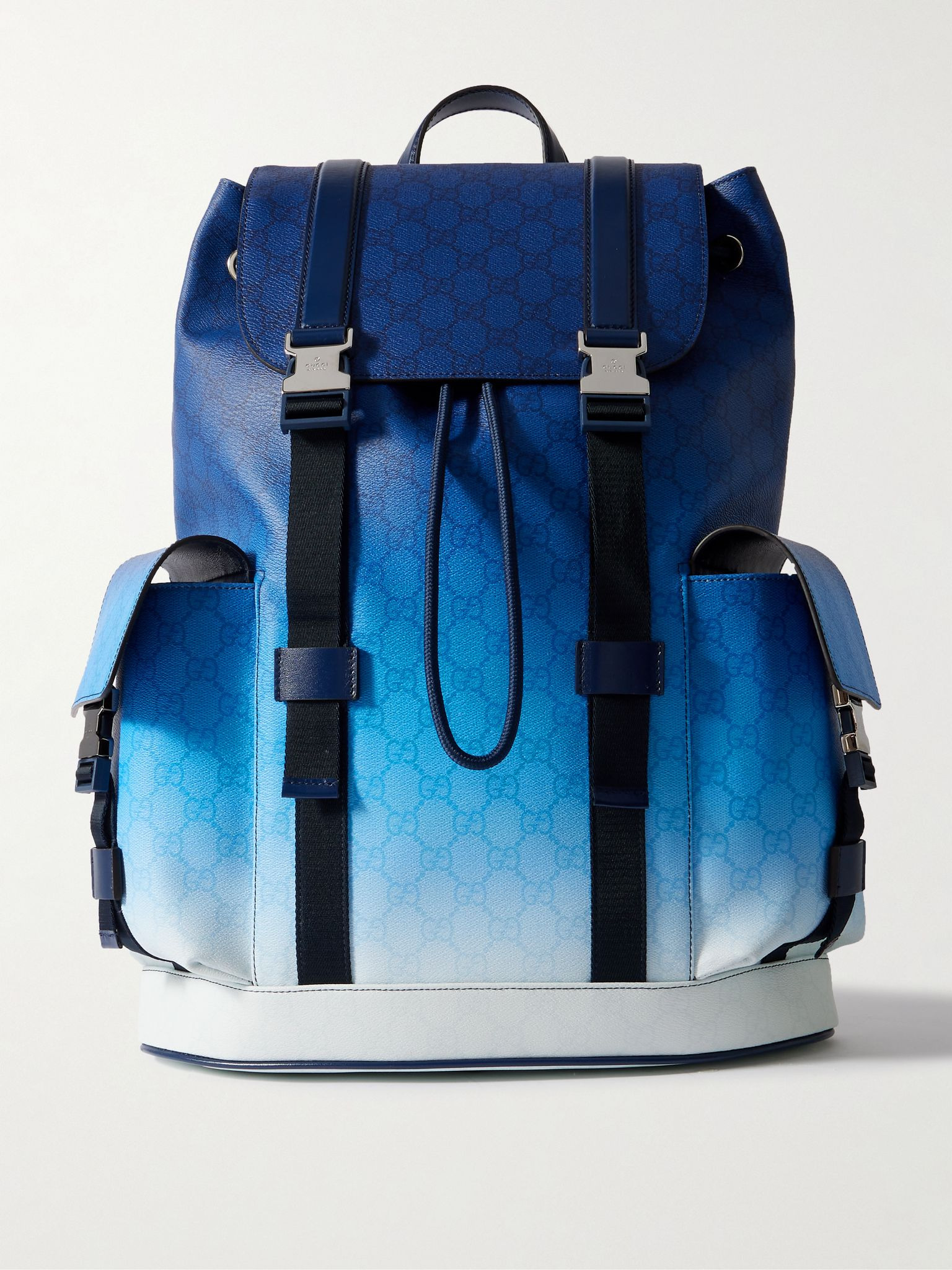 Gucci Chroma Dégradé Monogrammed Webbing-Trimmed Coated-Canvas Backpack Blue - 1