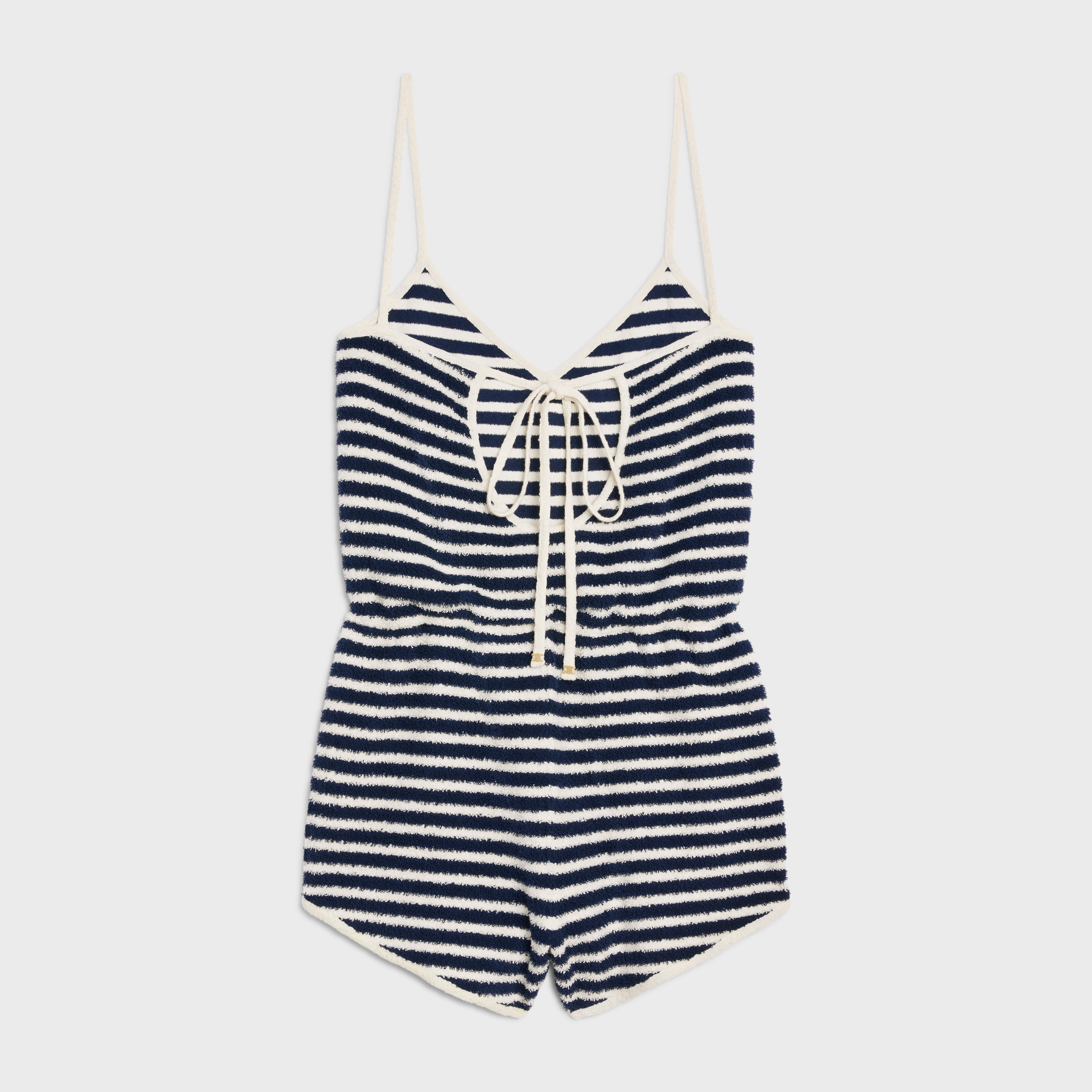 SHORT JUMPSUIT IN STRIPED COTTON BOUCLÉ - 2