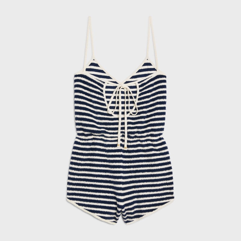 CELINE SHORT JUMPSUIT IN STRIPED COTTON BOUCLÉ outlook