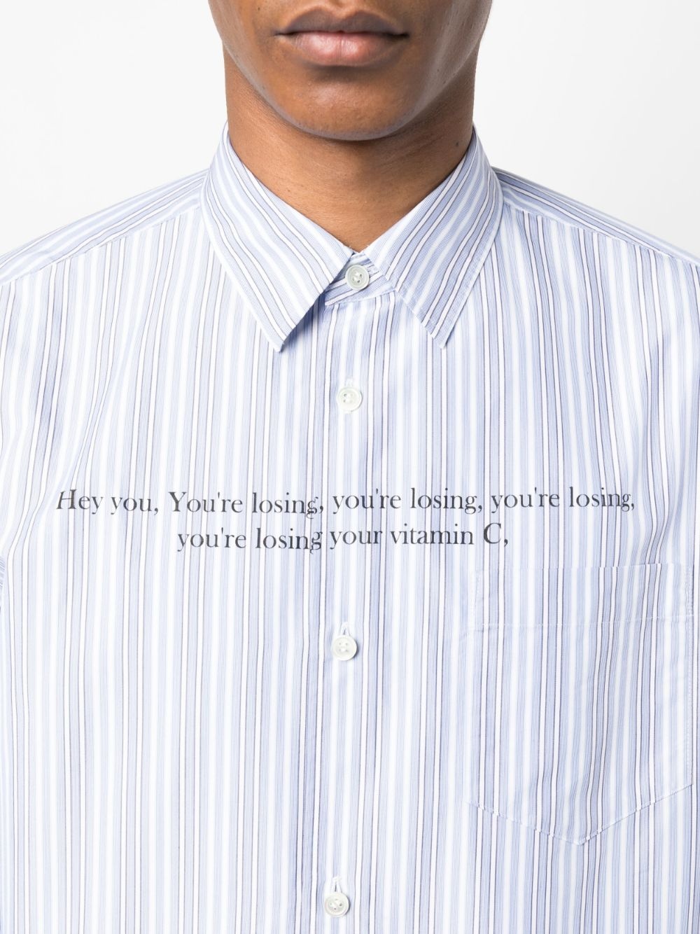 slogan-print striped shirt - 5