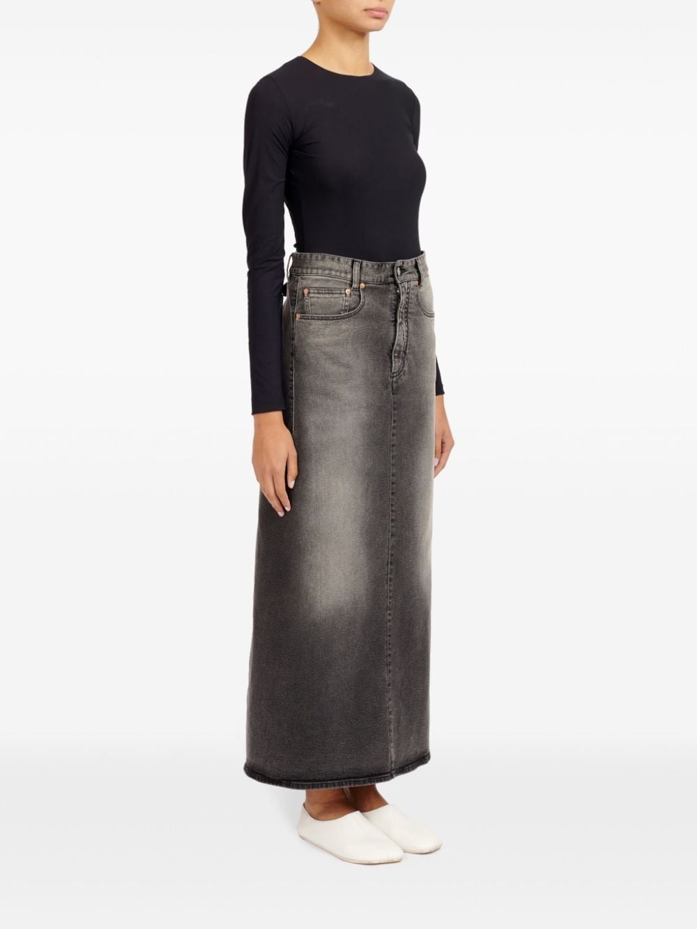 logo-patch denim skirt - 3