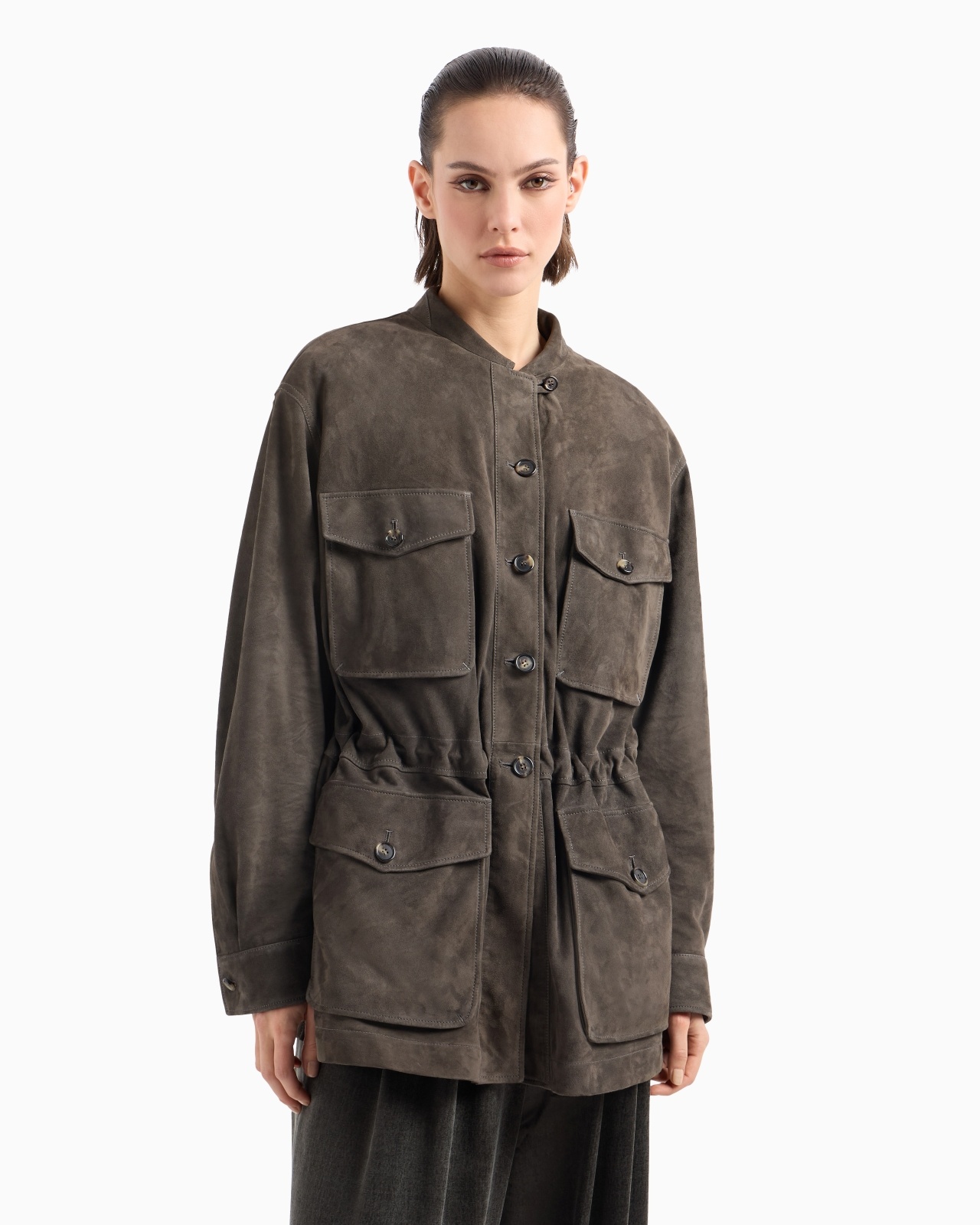 SUEDE OVERSIZED PEA COAT - 3