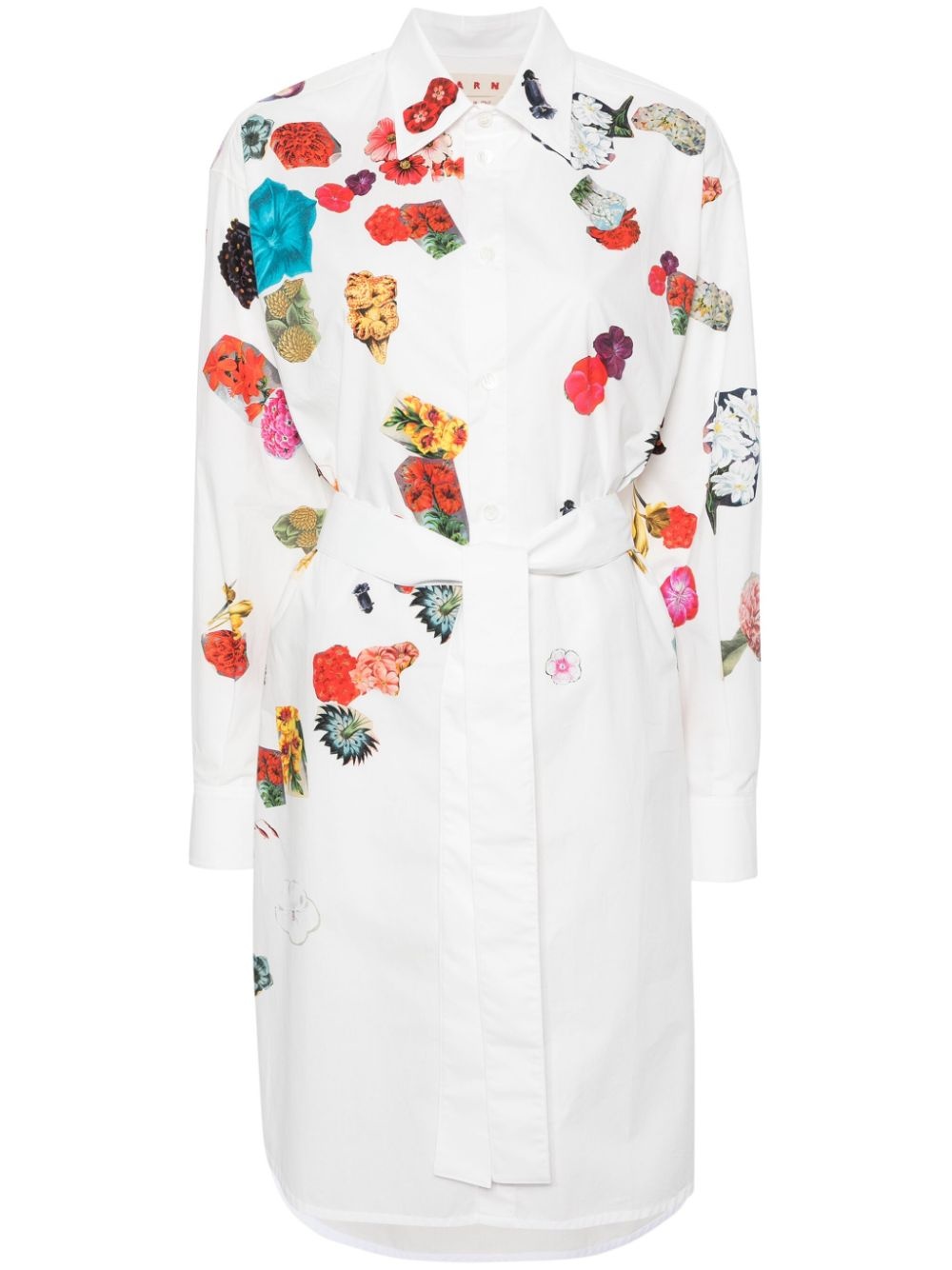 floral-print cotton shirtdress - 1