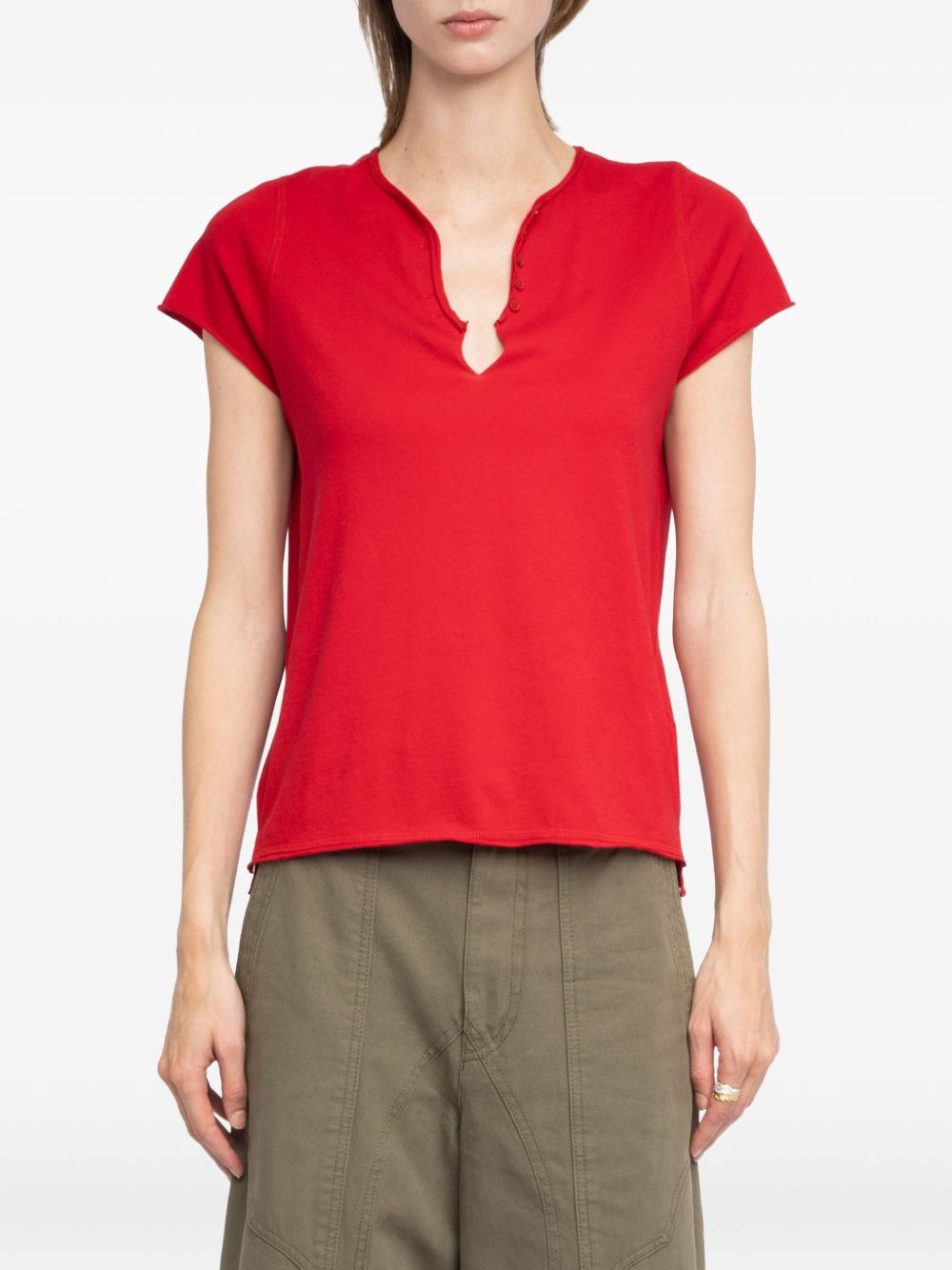 button-detail short-sleeve T-shirt - 4