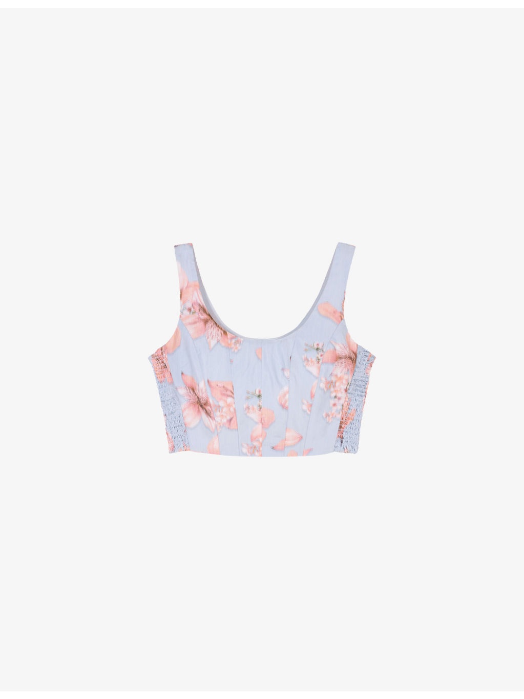 Floral-Print Cropped Taffeta Bustier Top - 1