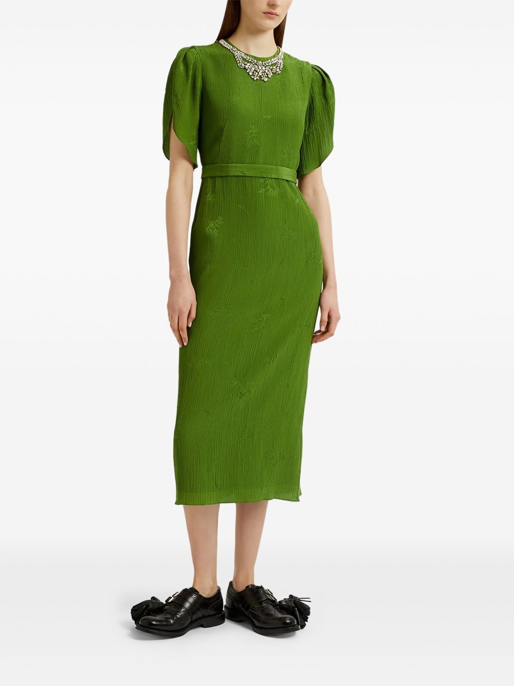 puff-sleeve midi dress - 2