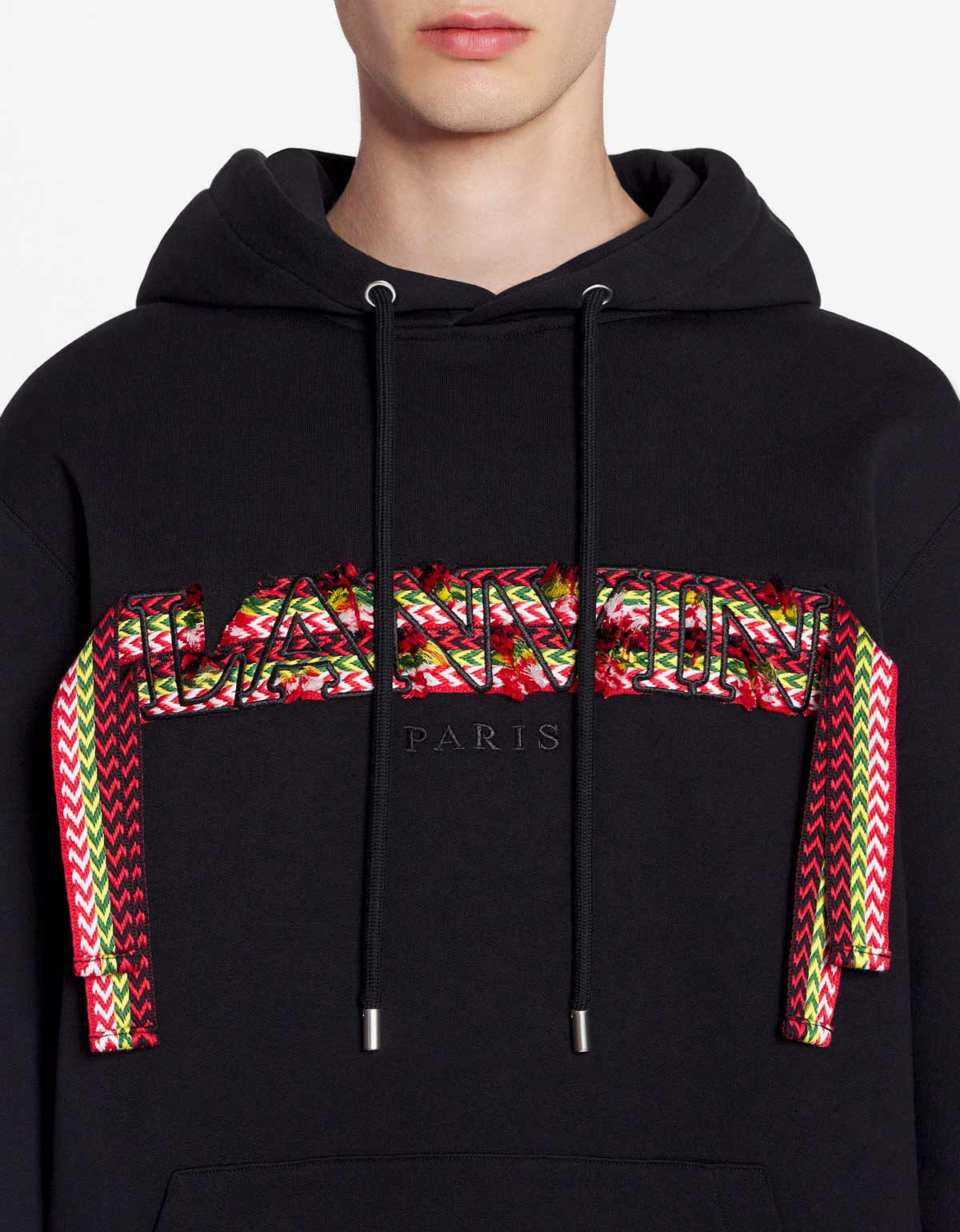 Lanvin Black Curb Logo Embroidered Oversized Hoodie - 4