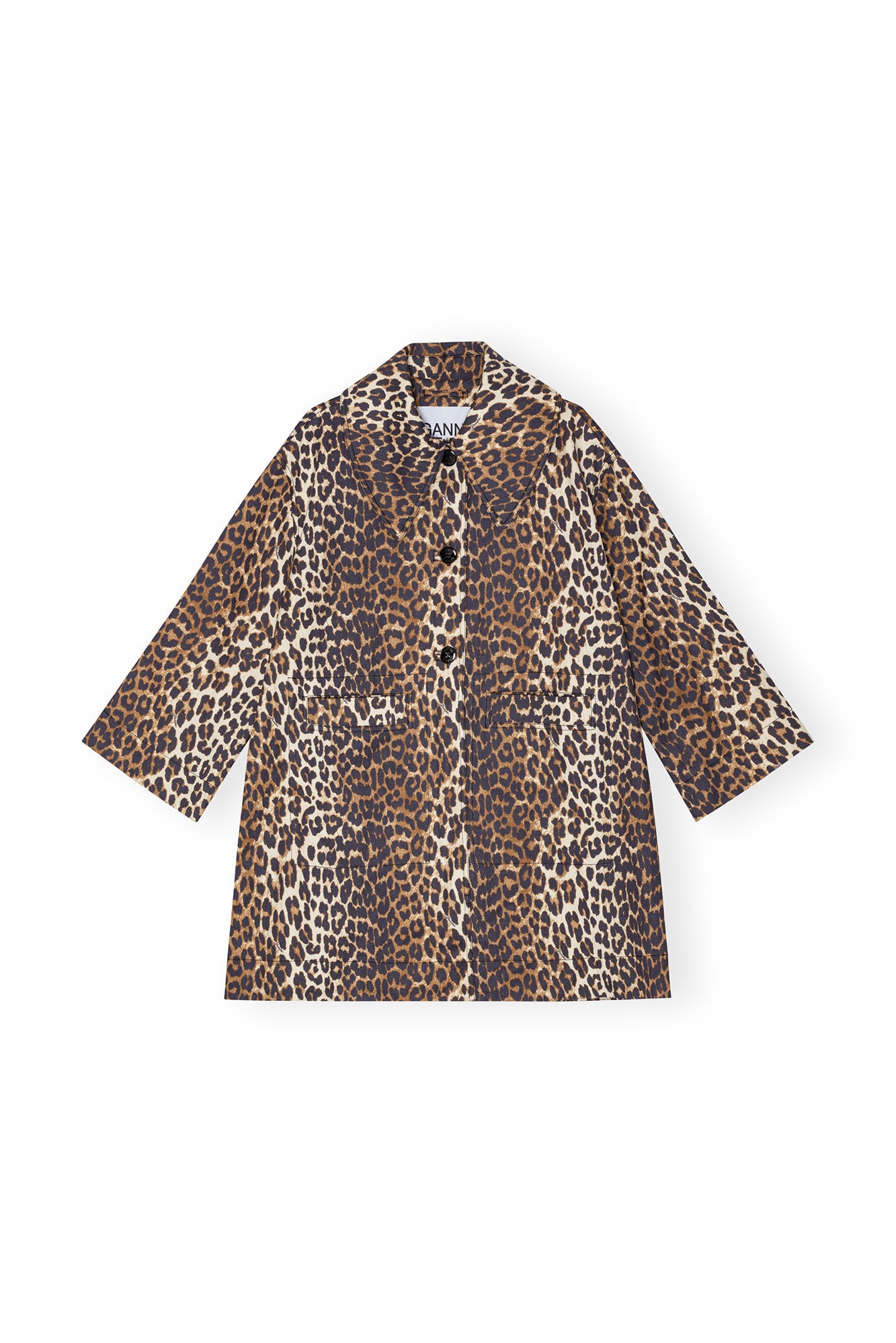 LEOPARD CANVAS OVERSIZED MIDI JACKET - 1