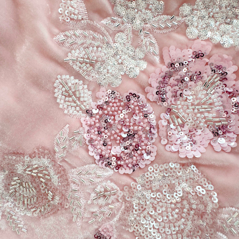 Pink Embellished Velvet Maxi Dress 5