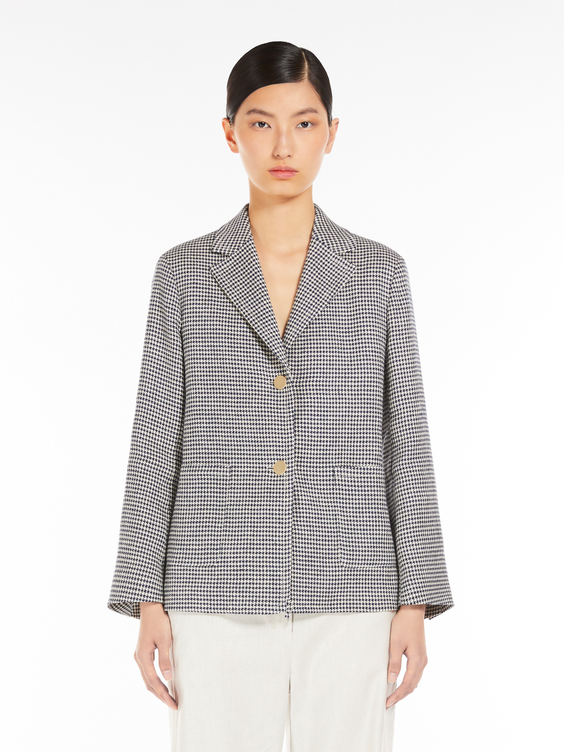 GIADA Houndstooth cotton and linen jacket - 3