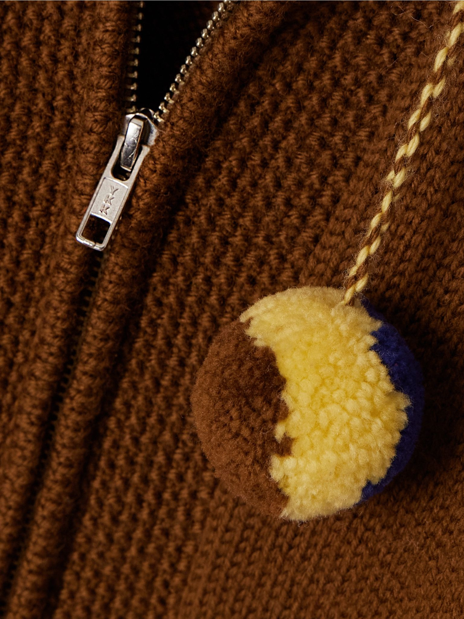 Marion pompom-detailed wool cardigan Brown - 4