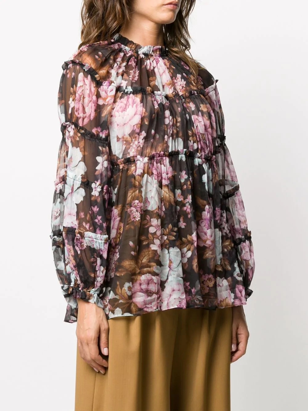 Charm floral-print silk blouse - 3