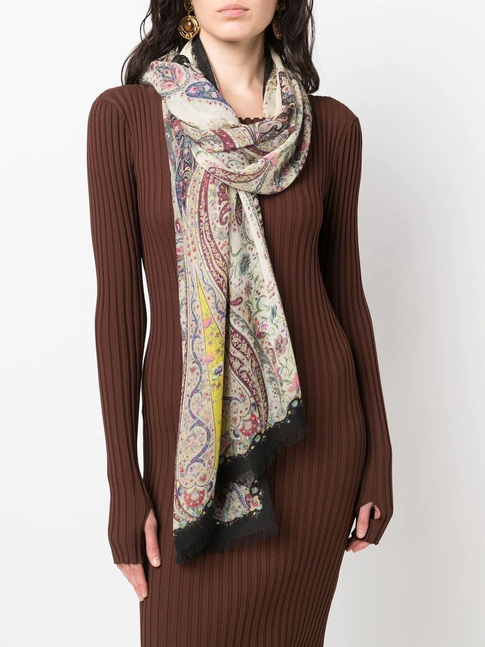 paisley-print cashmere scarf - 2