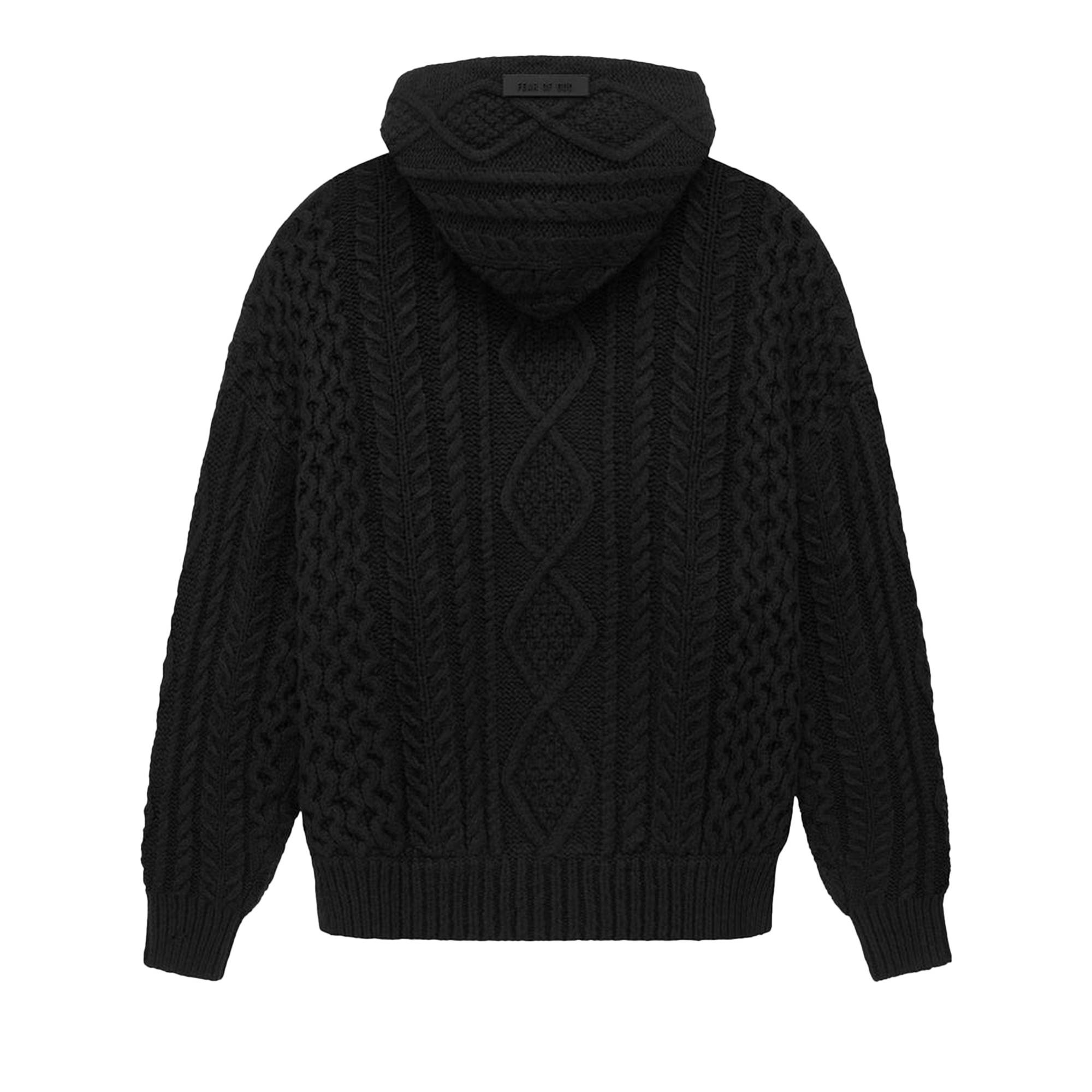 Fear of God Essentials Cable Knit Hoodie 'Black' - 2