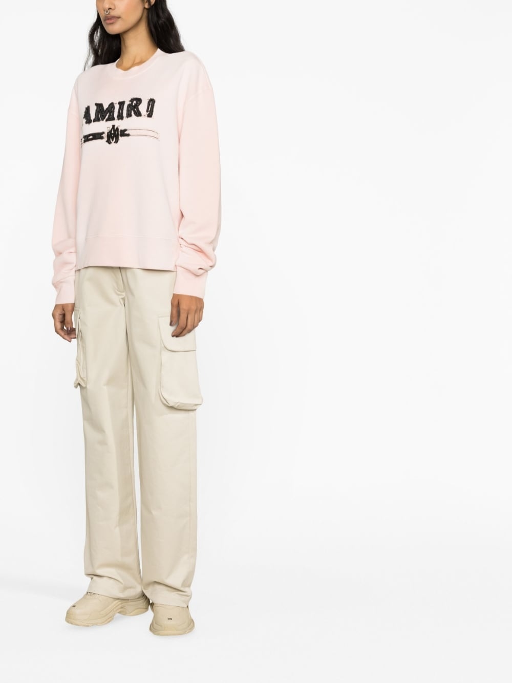 logo-patch cotton jumper - 3