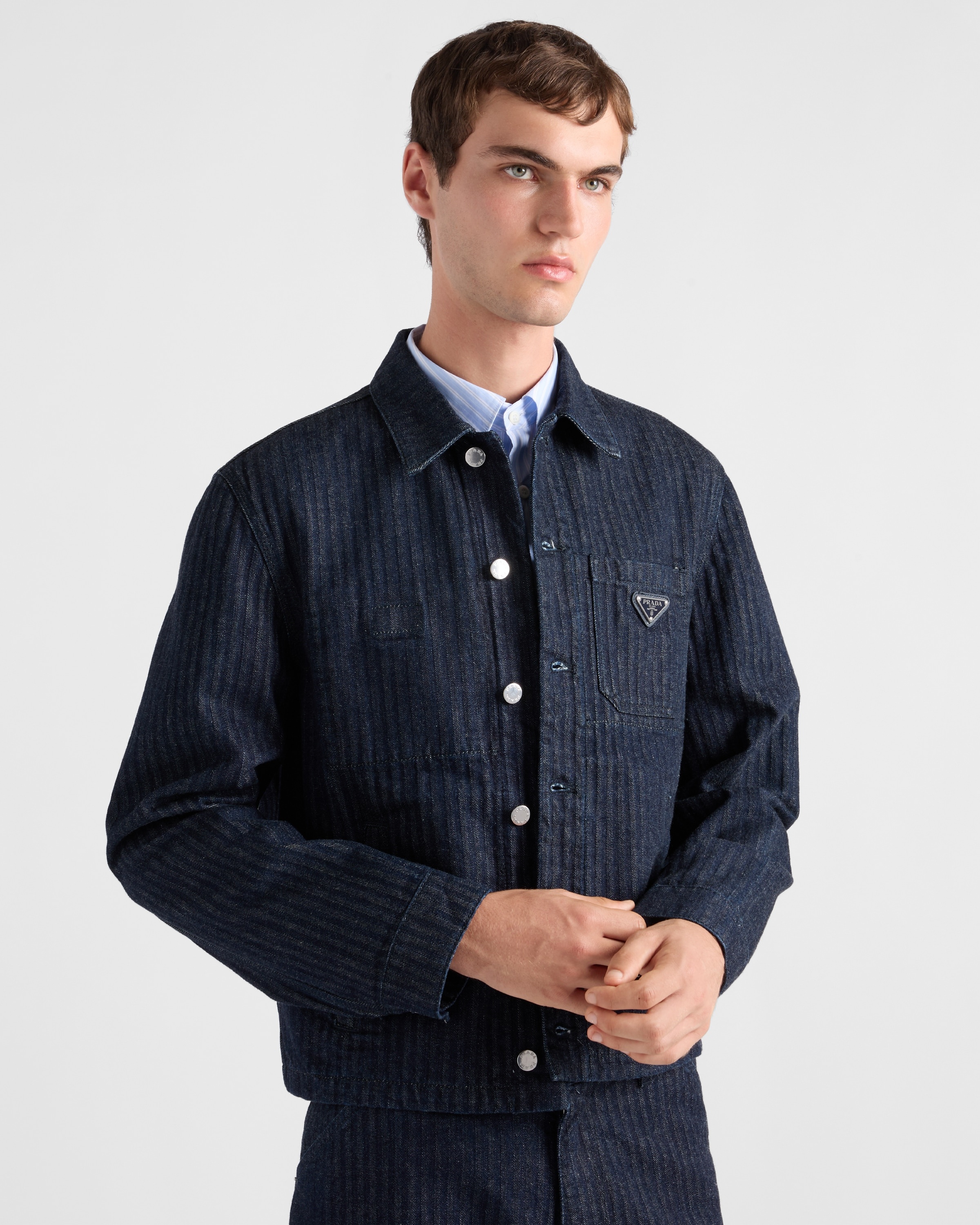 Chevron denim blouson jacket - 4